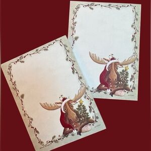 2 Christmas moose new sticky note pads made in the USA, 50 sheets each